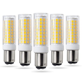 VYAOMLI BA15D LED Bulbs 120V 5W, Double Contact DC Bayonet Base, 40W 50W 60W 500LM T3/T4 Halogen Bulb Equivalent, BA15D Led Light Bulbs for Sewing Machine Pendants Ceil Wall Light (Warm White, 5 Pack)
