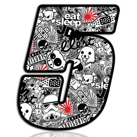 Biomar Labs® 1 x Vinyl Sticker Bomb Wrap Auto Moto Motocross Motosport Start Racing Number 5 Rally Race Car Bike Motorcycle Tuning N 345