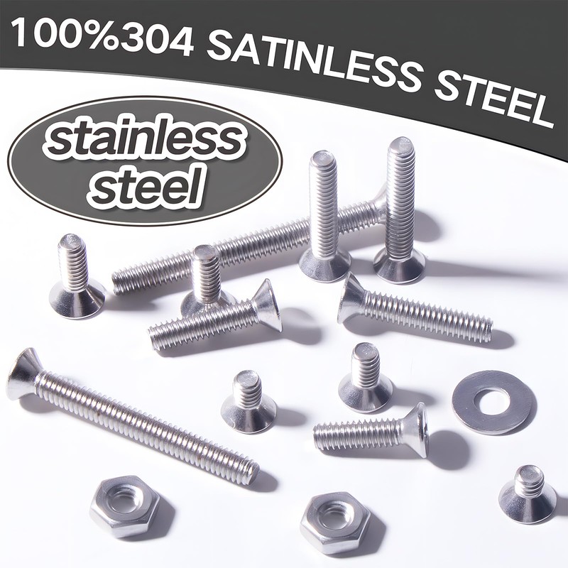 Zmbroll Flat Head Machine Screws #4-40#6-32#8-32 Stainless Steel Nuts Bolts