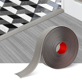 Floor Transition Strip Floor Cover Strips Self Adhesive Flooring Transitions Laminate Floor Strip 2" Wide Vinyl Floor Flat Divider Strip Elegant Wood Grain Design (5cm, 20Ft, Gray)