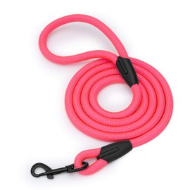 Correas resistentes para perros pequeños a perros medianos, color rosa neón de 1/2 pulgadas x 6 pies de largo con ganchos negros duraderos y resistentes