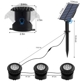 T-SUN Solar Pond Light, Underwater LED Pond Lights RGB Submersible Fountain Lights IP68 Waterproof Fish Tank Light for Aquarium Garden Pool Fountain (3 Lights in 1)