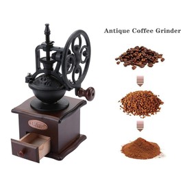 Manual Coffee Grinder, Vintage Style Portable Hand Crank Grain Mill Wooden Coffee Grinder Manual Travel Coffee Bean Grinders, with Beans Bowl Design, Side Handle, Thickness Adjustable