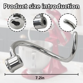 Zafina-UP Dough Hook Attachment for KitchenAid 6QT Bowl-Lift Stand Mixers Efficient Dough Kneading Tool Perfect for Bread Pizza and Cookies Save Time and Effort with Spiral Design Ideal Kitchen Gadget