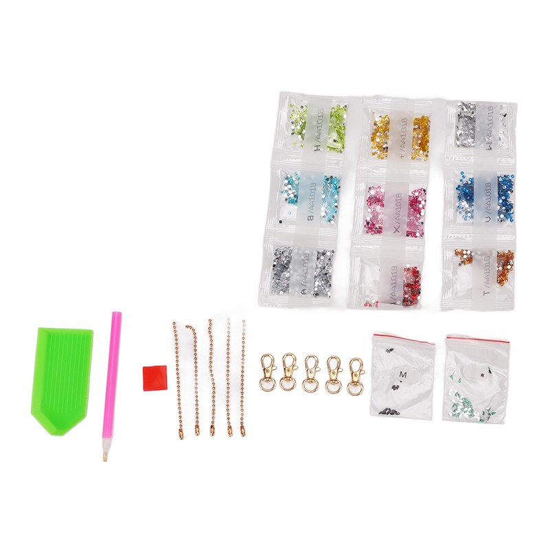 DIY Rhinestone Painting Keychains Cute Dwarfs Shape Stress Relief Improve