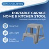 Gracious Living 2-Step Stool, Portable Plastic Stepping Stool for Dorm,