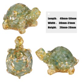 Nupuyai Pack of 2 Crystal Turtle Figurine Decorative Resin Gemstone Figures Animal Healing Stone Tortoise Feng Shui Statue Sculpture Lucky Charm for Home Office Decoration, Green Aventurine
