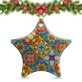 Christmas Ornaments 2025,Mexican Talavera Ornaments for Christmas Tree Holidays Ornaments Decorations,adornos de Navidad Ceramic Ornaments Xmas Gifts Idea for Home Decor