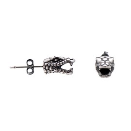925 Sterling Silver Python Snake Head Earrings Studs