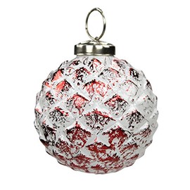 Decoline Glass Christmas Baubles Pack of 4 Pineapple Diameter 8 cm Red