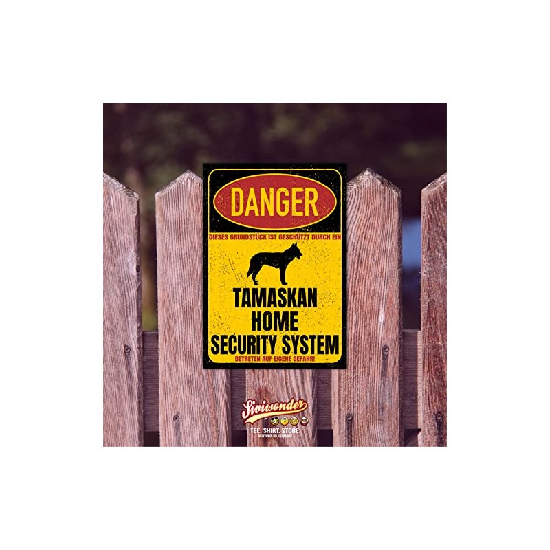 Tamaskan Danger Security System Door Sign Dog Sign Warning Sign