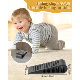 BELLALICHT Pack of 2 Rubber Door Stopper Wedge Rubber for the Floor, Door Wedges Non-Slip Rubber with Holder, Rubber Wedges for All Surfaces, for Bathroom, Balcony Door, Children's Room