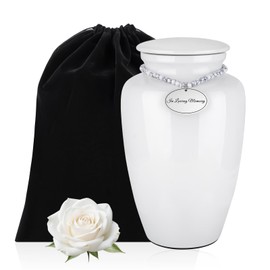 Abooxiu 10 Inches Cremation Urns for Human Ashes Ceramic Keepsake Urn for Ashes Decorative Burial Urn Memorial Funeral Ash Keepsake Adult Male Female - Up to 200 lbs