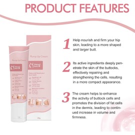Crema para levantar el busto y los glúteos Plumpup, Crema corporal reafirmante, Crema tensadora de la piel para el cuerpo, Crema para realzar los glúteos de crecimiento rápido (2pcs)