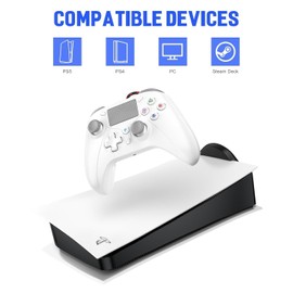TURPOW Wired Controller für PS-5/PS-4/PC/PRO/SLIM, Gamepad-Fernbedienung mit Dual-Motor-Vibration/6-Achsen-Sensor/Turbo/3,5-mm-Audiobuchse/Touchpad (Weiß)