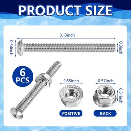 6 Packs Swimming Pool Ladder Bolts and Nuts- Stainless Steel Pool Ladder Bolts Replacement Kit- Pool Ladder Steps Screws Fasteners for Fixing Above Ground Pools Ladder Stairs