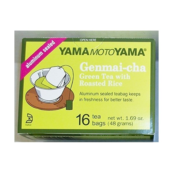 Yamamotoyama Genmai-cha té verde con arroz tostado 16 sobres de té (3 Cajas)