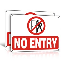 Goodvia No Entry Signs Reflective Aluminum 7 x 10 Inches No Entry Signs Metal with 4 Pre-Drilled Holes Easy Mounting Indoor Outdoor Use 2 Pack