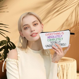 MoCaliduccious Inspirational Gifts for Women Positive Quotes Encouragement Funny Makeup Bag for Women Everything is Absolutely Under Control Motivational Gifts Small Funny Makeup Cometic Bag