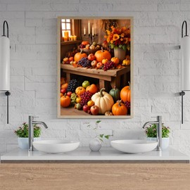 JXAVAXDE Fall Diamond Painting Kits, 5D Autumn Pumpkin Fruit DIY Diamond Art Kits for Adults Fruit Full Round Drill Diamond Dots Painting Gem Art for Home Wall Decor 12x16 Inch