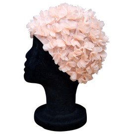 Blue Reef Virgo Floral Women's Classic Retro 3D Flower Petal Plain Pretty Stylish Vintage Swimming Cap Swimming Cap One Size Adults (Pale Peach)