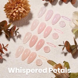 beetles Gel Polish Set de gel constructor Beetles HEMA Free - Whispered Petals, 4 colores, 8 en 1, gel espesante y fortalecedor con base y capa superi