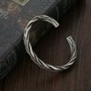 KF-Premium 925 Thai Handmade Mens Bracelet Vintage Open Bangle Twisted