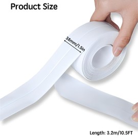 6 Rolls White Caulk Tape, Self Adhesive Waterproof Caulking Sealant Tape for Kitchen, Sink, Bathroom, Bathtub, Toilet Base, Countertop Edge Protector, Wall Floor with Sealing Tools (1.5" x 10.5Ft)