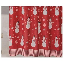 Charmed By Dragons Holiday Shower Curtain Set Bathroom Decor Christmas Holiday Farmhouse Style 13 Piece Gift Set Bundle (Red White Snowman)