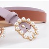 COTIM COYIN Pearl Buckle Skinny Leather Belt for Women, Adjustable