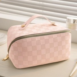 Lumbor37 Bolsa de Maquillaje de Viaje, Neceser de Viaje para Mujer y Hombre, Estuche Multifunción Neceser Bolsa de Lavado para Vacaciones Baño Viajar para Mujer(Rosa Claro)