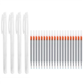Moonlove Leather Fabric Marking Pen, 20pcs Silver Refills & 4pcs Pen Barrels Set, Temporary DIY Clothes Shoes Making Tracing Pens Sewing Craft Tool Embroidery Fabric Leather Marker