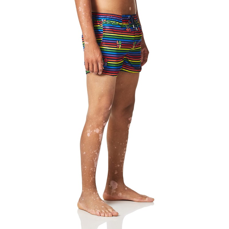 2(X)IST Pride Ibiza bañador para Hombre, Rayas del Amor/Arco Iris,