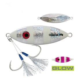 OCEAN CAT 1 Pc Slow Fall Pitch Fishing Lures Sinking Lead Metal Flat Jigs Jigging Baits with Hook for Saltwater Fishing 100G