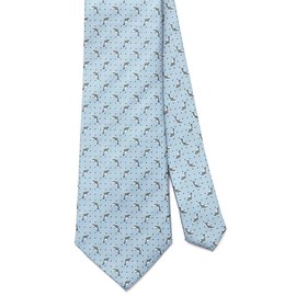 [COLORATA] Carolata Dolphin Pattern Necktie (100% Silk / Jacquard Woven), Animal Pattern, Dolphin (57.1 x 3.3 inches (145 x 8.5 cm), Gift Present, blue (light)