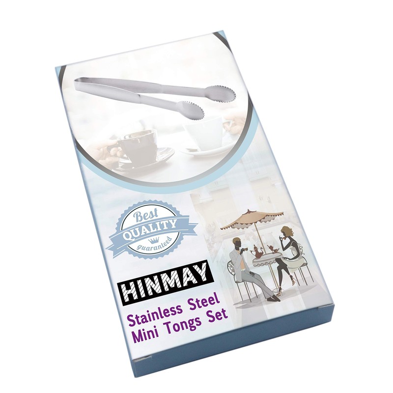 HINMAY Mini Tongs 5-3/4 Inch Stainless Steel Small Serving Tongs,
