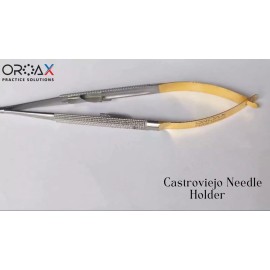 OROAX Dental Surgical Castroviejo Needle Holder Micro Suture TC Tip Straight 14 cm