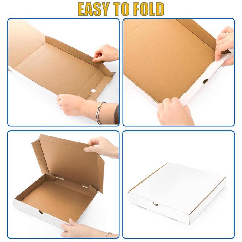 ZENFUN 40 Pack Pizza Box 10"×10", White Pizza Box, Grease-Resistant