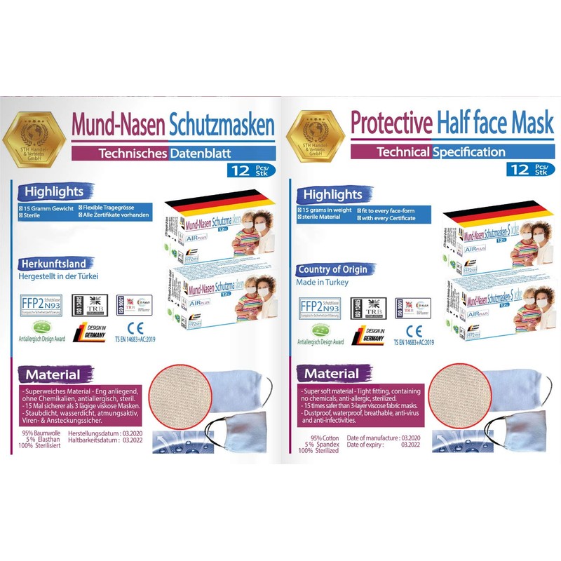 Veova 2 x Fine Dust Masks Respirator Masks Mouth Guard