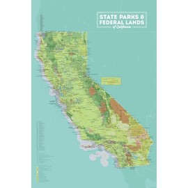 Best Maps Ever California State & Federal Lands Map 24x36 Poster (Green)