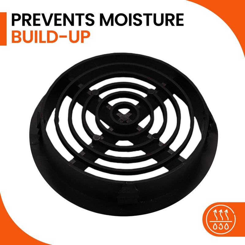 10 x Black Plastic 70mm Round Soffit Air Vents/Push in
