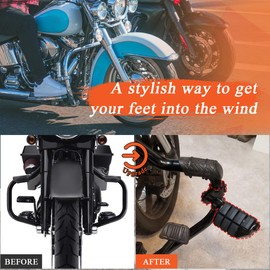 FOVPLUE 1",1.25"Highway Footpegs, Adjustable Highway Peg w/ 3-Piece Clamp for Harley Touring Softail Dyna Sportster models w/25mm-32mm Engine Guard/Tubing,BLACK#3