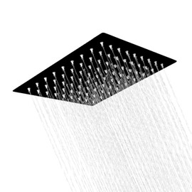 SOLVEX Cabezal de Ducha de Lluvia Negro-8 Pulgadas Gran Regadera Cuadrada Acero Inoxidable, Regaderas para Baño, Boquillas de Silicona Anti-Obstrucción para Aumentar la Presión, SP-50018-3