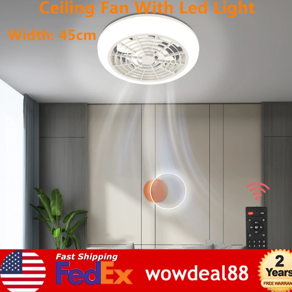 18'' Enclosed Round Ceiling Fan w/LED Light Remote Control LED