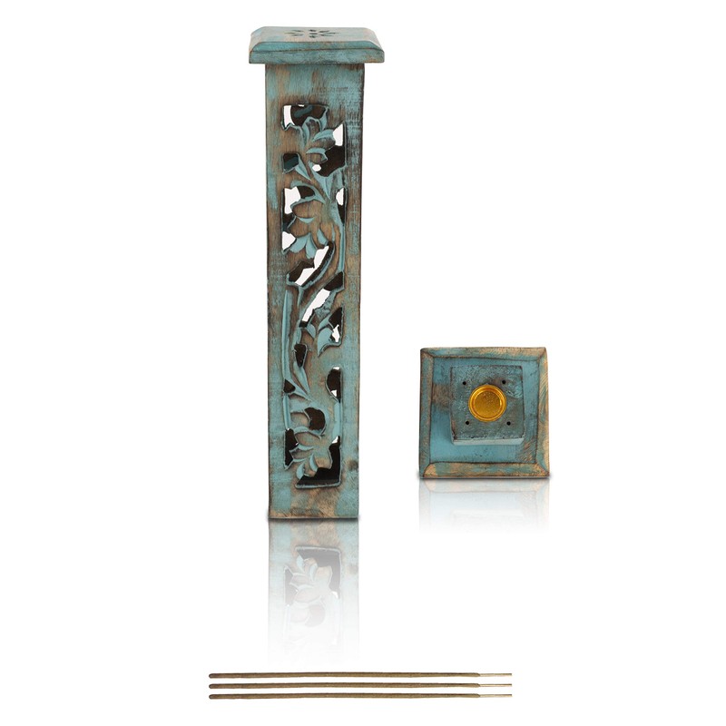 Wooden Incense Stick & Cone Burner Holder Tower Large Organic