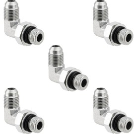 Racewill 5 Pack 90 Degree Elbow Hydraulic Hose Fittings: 3/8" JIC 37° Male x #6 SAE/ORB Male, Hydraulic End Connectors with Protection Cover