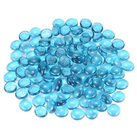 M METERXITY High Luster Round Fire Glass Beads, Glass Gems, Glass Pebbles, Glass Marbles for Vases/Fire Pit/Crafts/Aquarium/Garden Decorations 18-22mm, 550g/1.21-Pound [Sky blue]