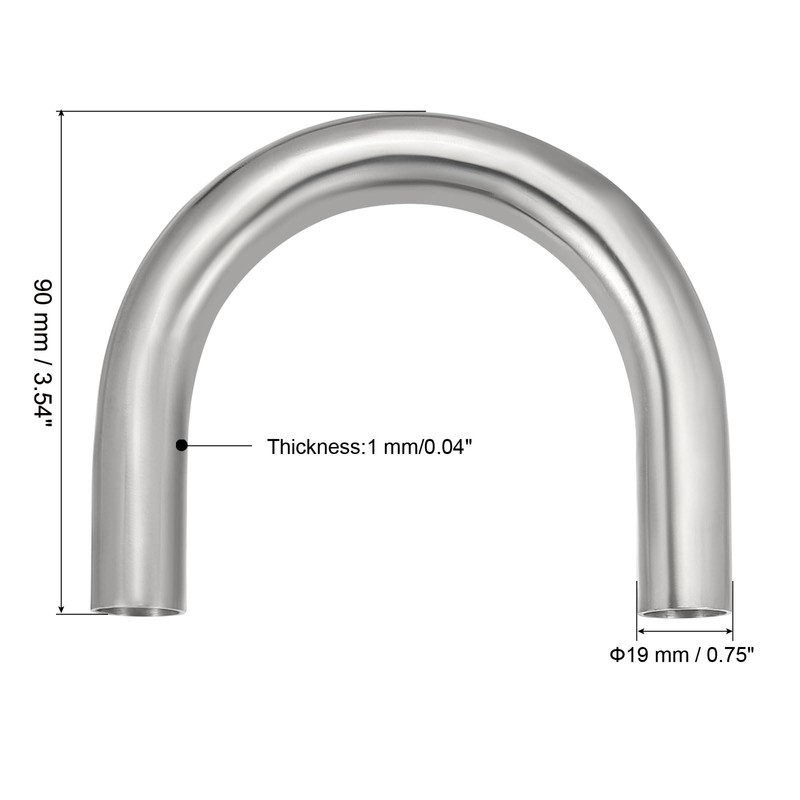 PATIKIL 180 Degree Sanitary Extended Pipe, 3/4inch OD U Mandrel