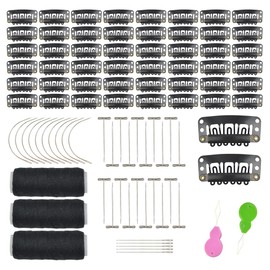 50 Pcs Hair Extensions Clips Hairpieces Snap Clips U Shape Wig Clips for Hair Extensions Wig Making Accessories Tools Set (Black)