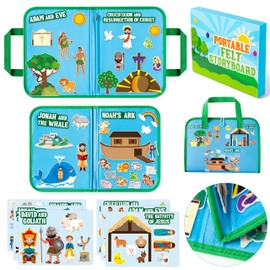 WATINC Portable Bible Felt Stories Set - 6pack Religious Story Adam and Eve Learning Noah’s Ark Story Board Gift, Early Educational Travel Storytelling Interactive Play Kit for Classroom Kids Toddlers